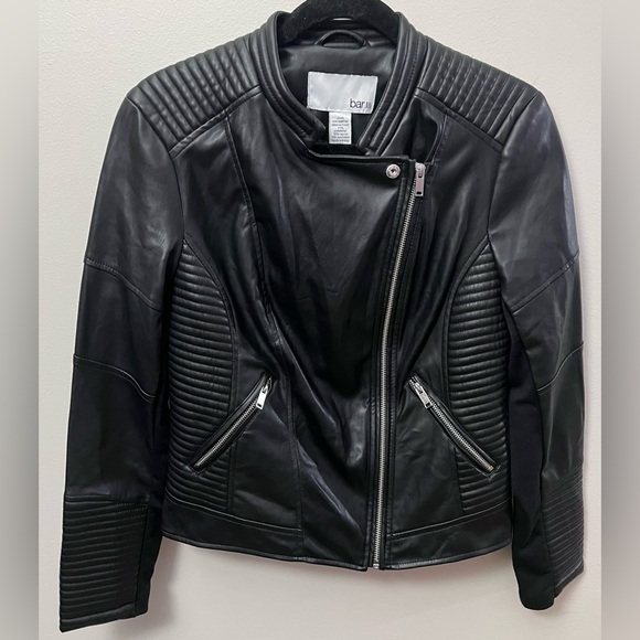 NWOT Bar III Quilted Black Leather Jacket - Picture 3 of 12